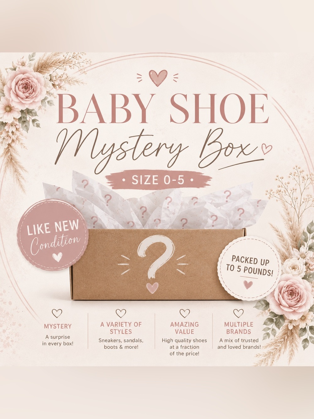 Baby Girl Shoe Mystery Box | Size 0-5 | Like New